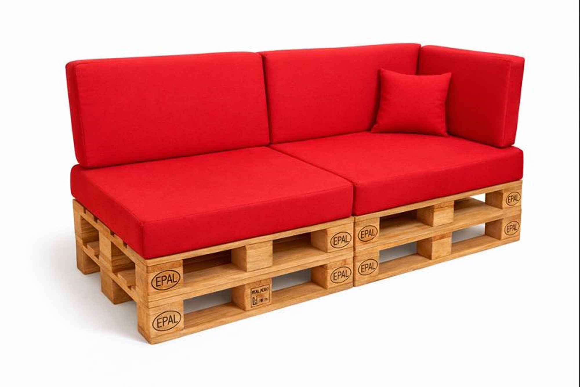 Zestaw 6 poduszek na palety ogrodowe 120×50×10 cm – siedzisko i oparcie 120×40×10 cm, grube i wytrzymałe, czerwony