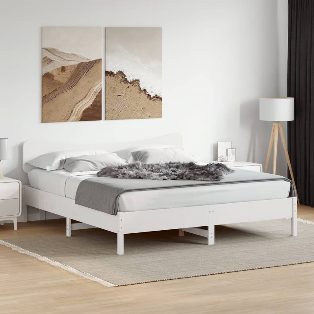 Rama łóżka bez materaca, biała, 160x200 cm, lite drewno sosnowe vidaXL