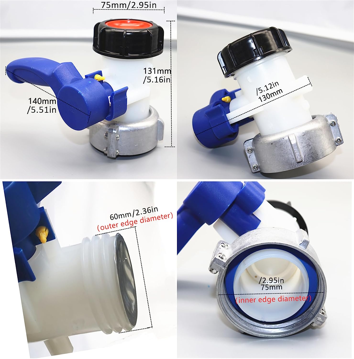 Adattatore Valvola A Sfera IBC 60mm A 80mm - Per Serbatoi Acqua E Contenitori