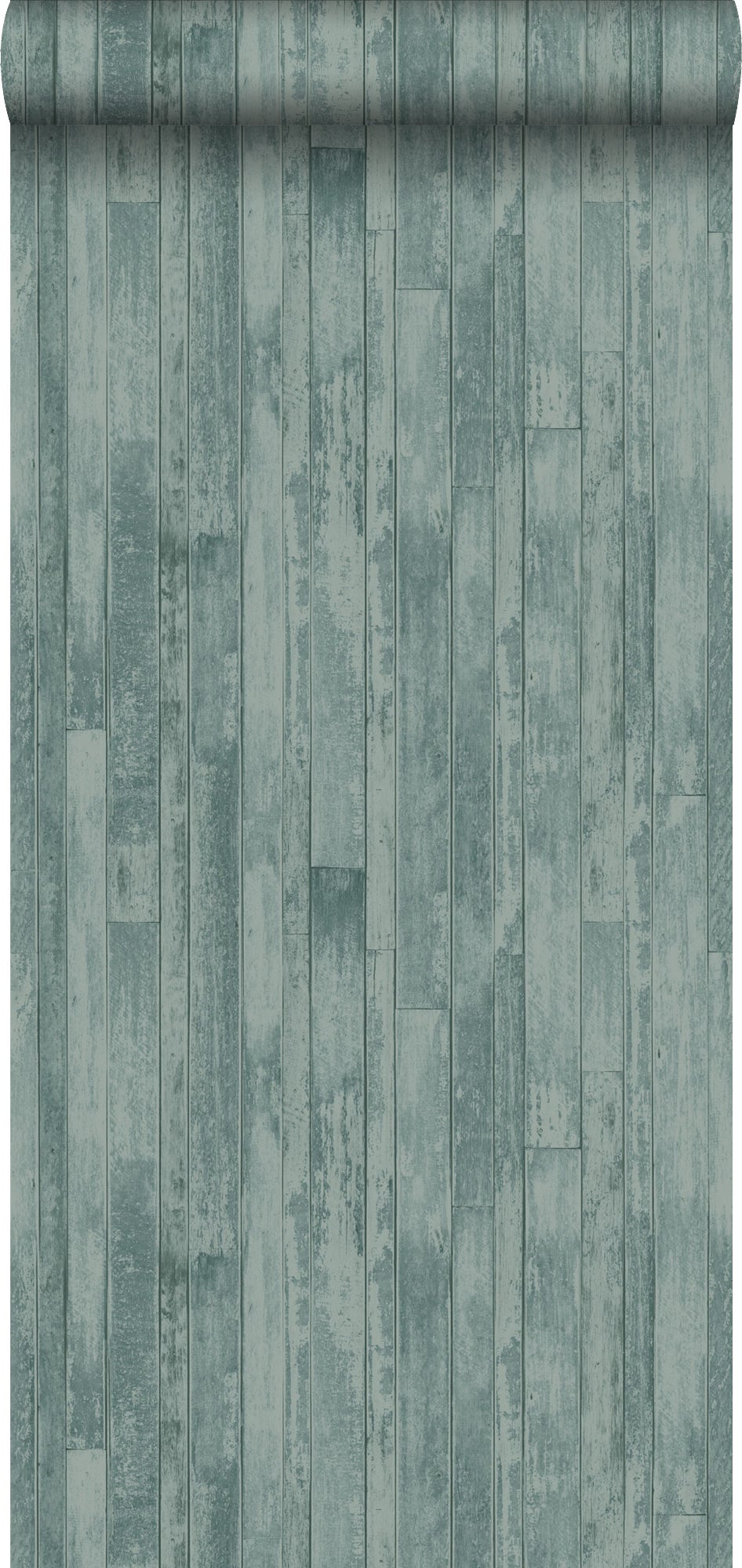 Papel pintado tablones de madera recuperada vintage verde grisáceo - 53 cm x 10,05 m - estahome