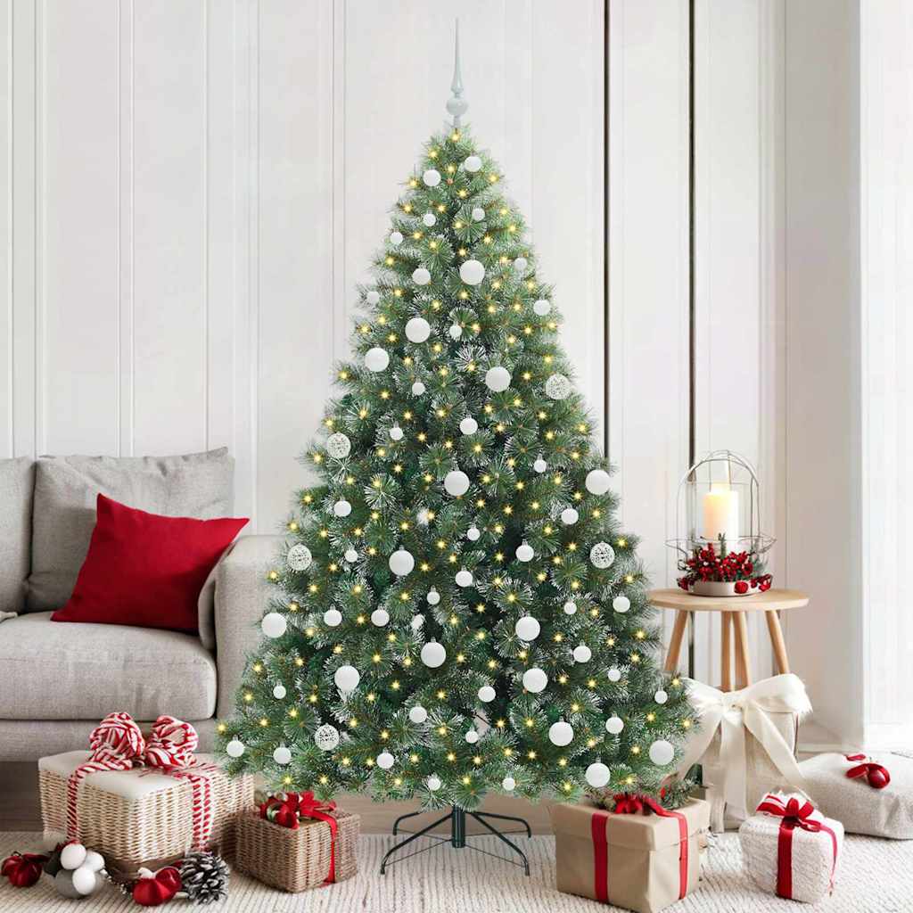 Sztuczna choinka z 300 diodami LED Zielony 180 cm PE i PVC