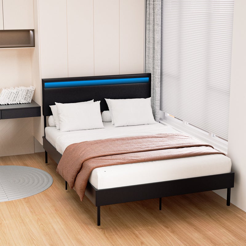 Cadre de lit - 140x200 cm - 4 tiroirs - Bois - Blanc - A monter soi