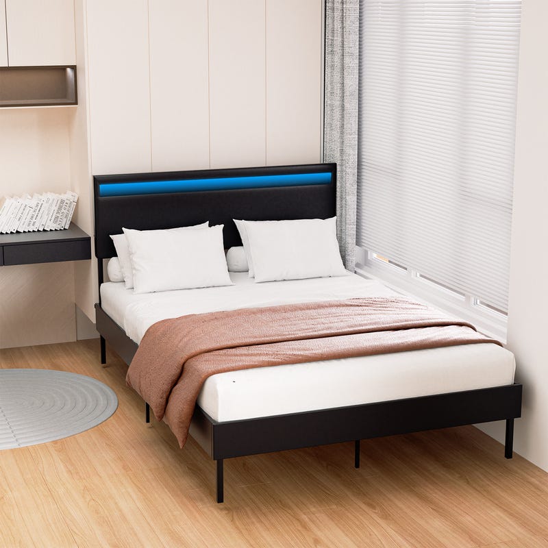 Cadre de lit - 140x200 cm - 4 tiroirs - Bois - Blanc - A monter soi Cadre de lit - 140x200 cm - 4 tiroirs - Bois - Blanc - A monter soi