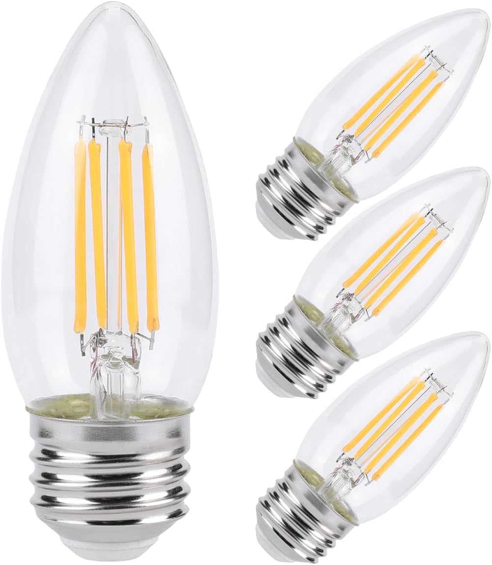 Żarówka LED C35, 6 W, 220 V, trzonek E27, ciepła biel, nieściemnialna, opakowanie 4 szt.