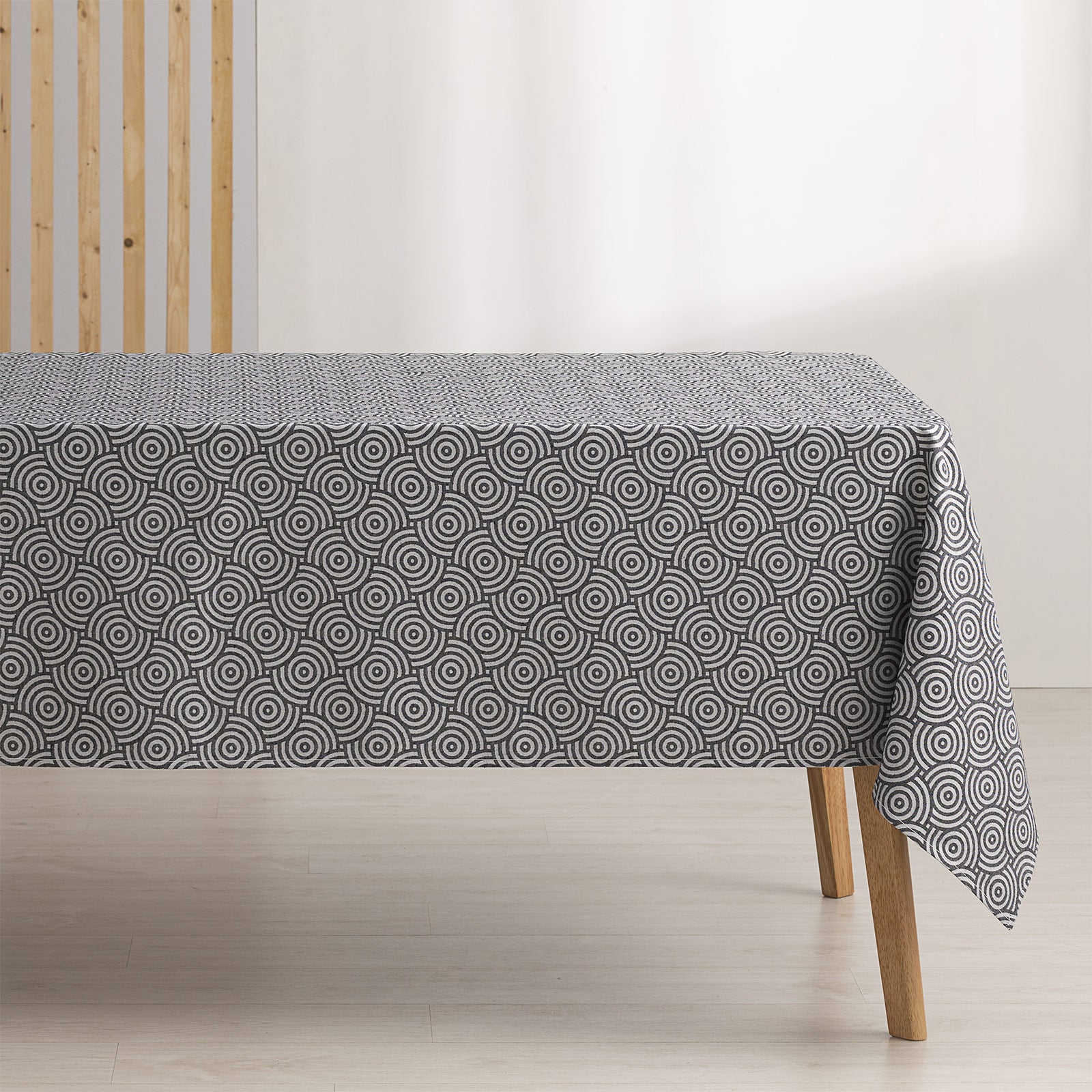 Mantel antimanchas mesa rectangular jacquard impermeable 140x100 cm, tacto tela, color antracita - ring