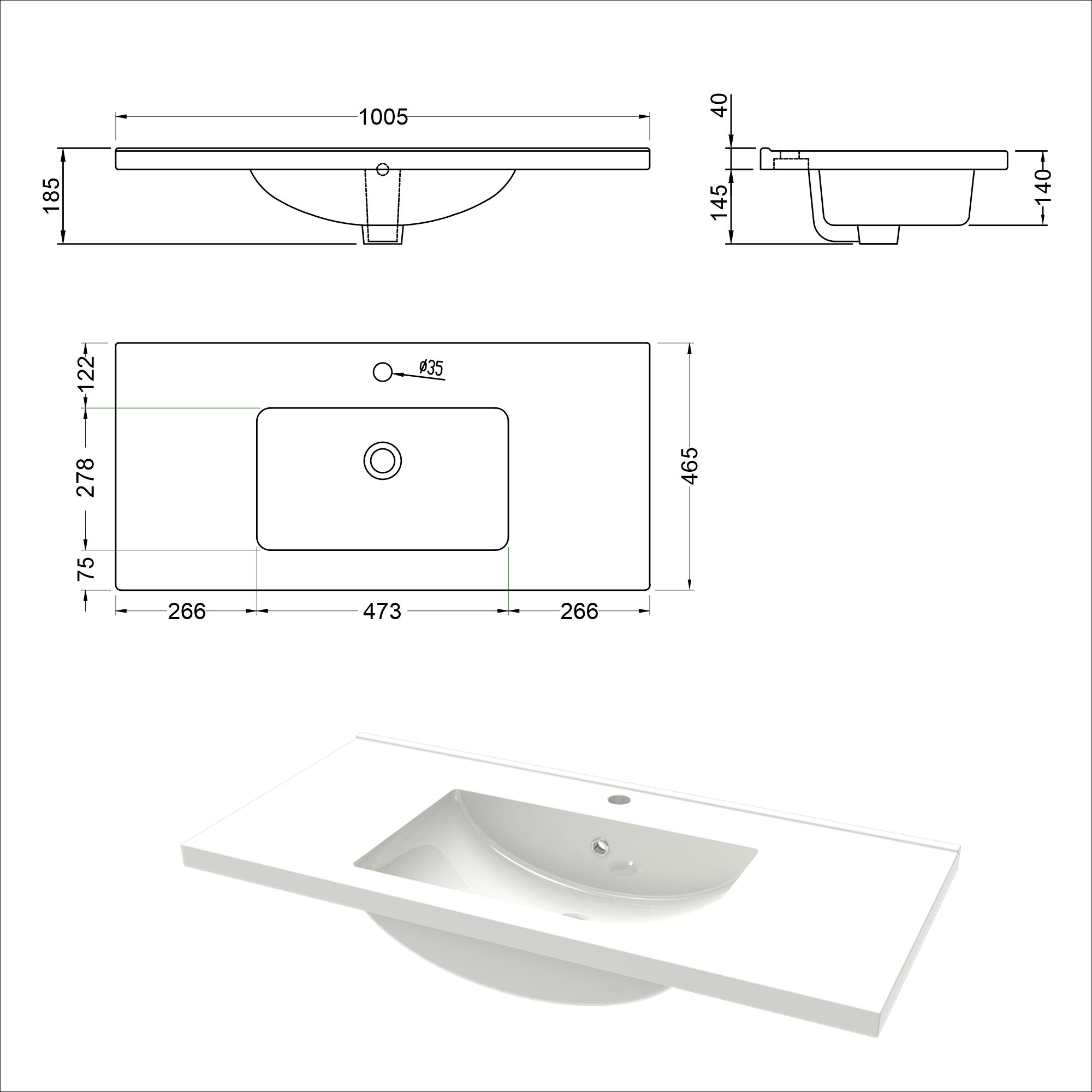 Meubles Salle de Bain 100cm avec simple vasque céramique - 2 tiroirs meuble Chêne Wotan - 6