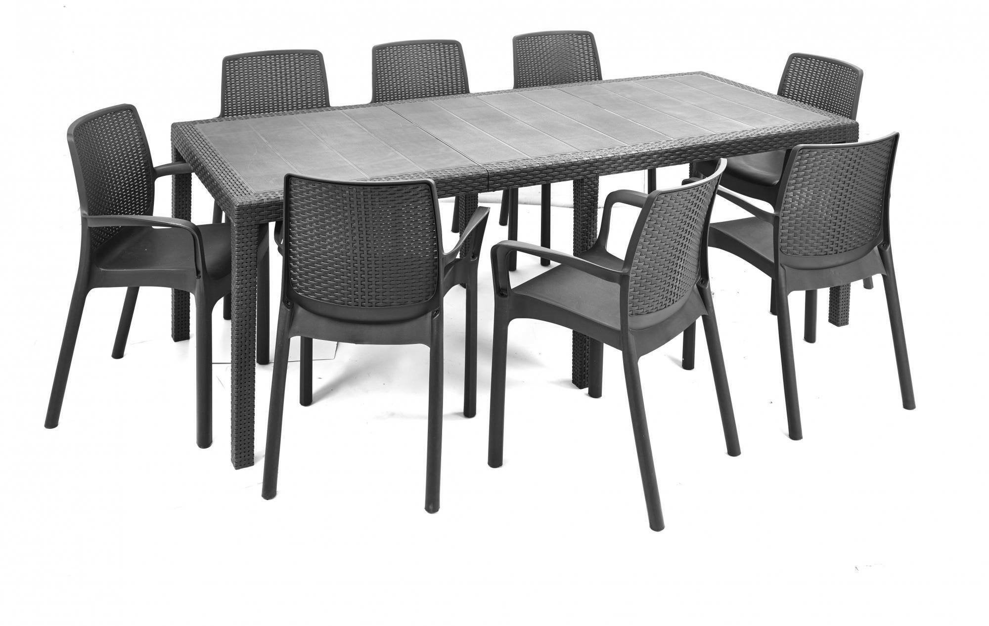 Sedia da Esterno Made in Italy, 4 Sedie Impilabile, Peso Supportato 120 kg, Grigio Antracite - Anacleton - 6