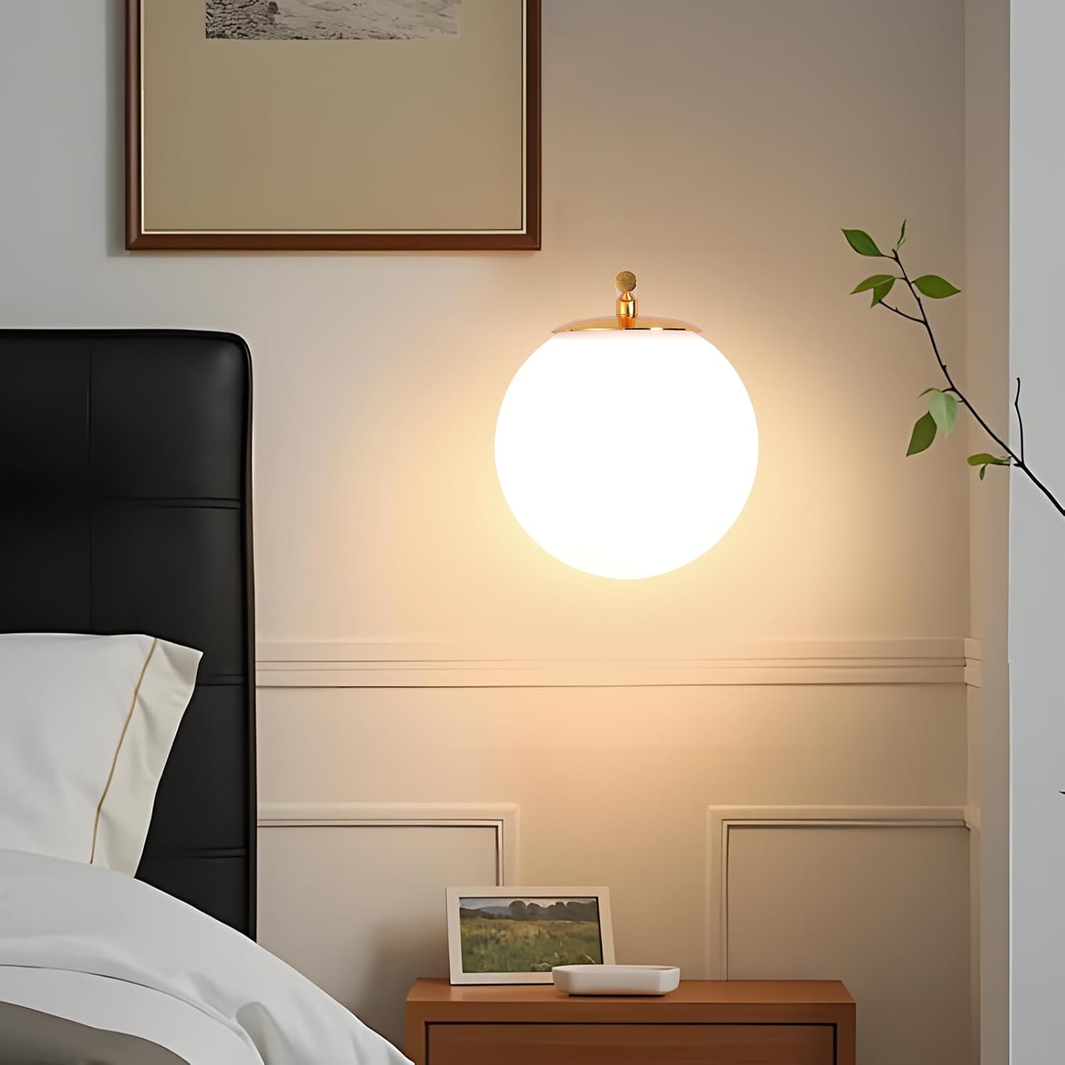 Applique Murale Intérieure, E27 Lampe Murale Moderne avec Abat-jour en Verre, Art Déco Applique Doré Vintage pour Chambre Salon Cuisine Couloir - 2