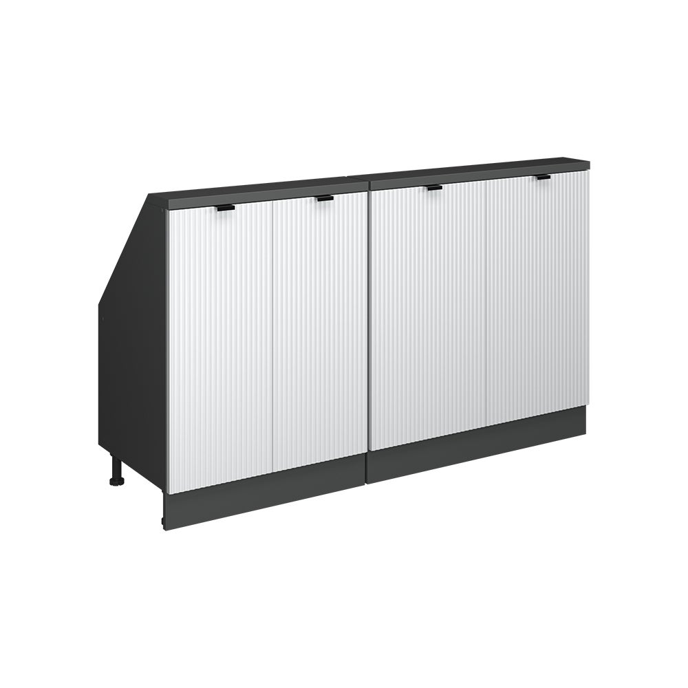 Vicco Szafka kuchenna na dach skośny R-Line, Białe pofałdowanie, 140 cm Zestaw 2 sztuk
