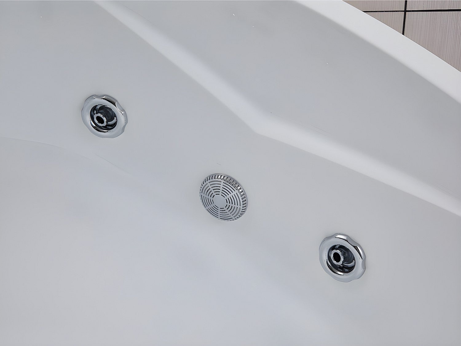 Baignoire balnéo d'angle avec système de cascade AGLENA - 2 places - 350L - 150*150*60 cm - 7