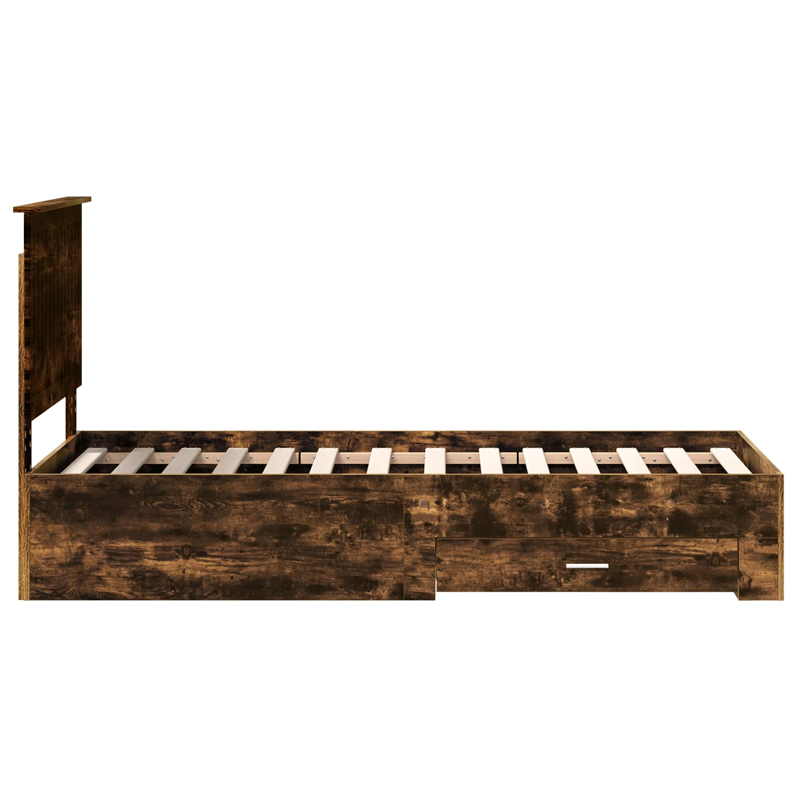 Cadre de lit chêne fumé et argent, panneau de bois, pour la chambre, 70 × 190 cm - 8