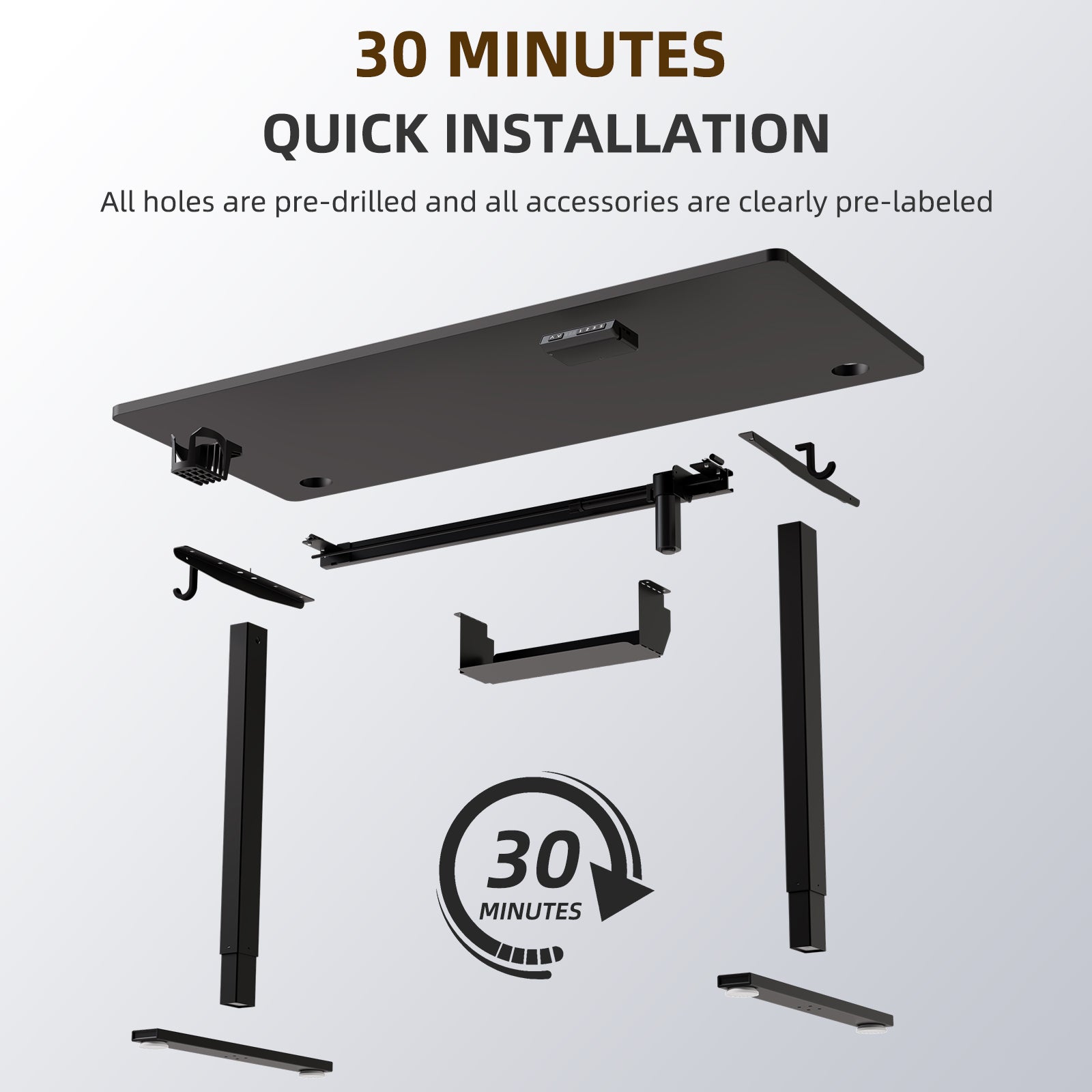Bureau Assis-Debout Électrique, Dimensions 140x70 cm, Avec Fonction Mémoire Et Anti-Collision, Ports Usb-A Et Type-C, Hauteur Réglable De 70 À 119 cm - 6