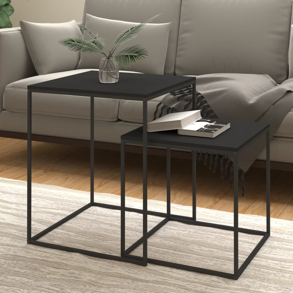 Set Di 2 Tavolini Da Caffè Ovali – Effetto Rovere E Gambe In Metallo, 100x50x43 Cm E 70x35x40 Cm, Impilabili, Per Soggiorno - 2