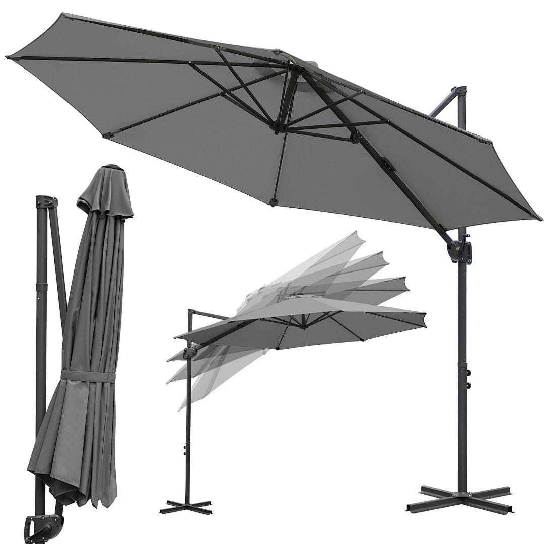 Ombrellone Doppio da Giardino 400 x 200 cm, Ombrellone Rettangolare con Base, Parasole Esterno Ombrellone Doppio da Giardino 400 x 200 cm, Ombrellone Rettangolare con Base, Parasole Esterno