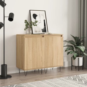 Credenza Laterale Moderna - 60x30x50 Cm, Truciolato, 2 Ripiani, Per Divano, Salotto, Grigio/bianco