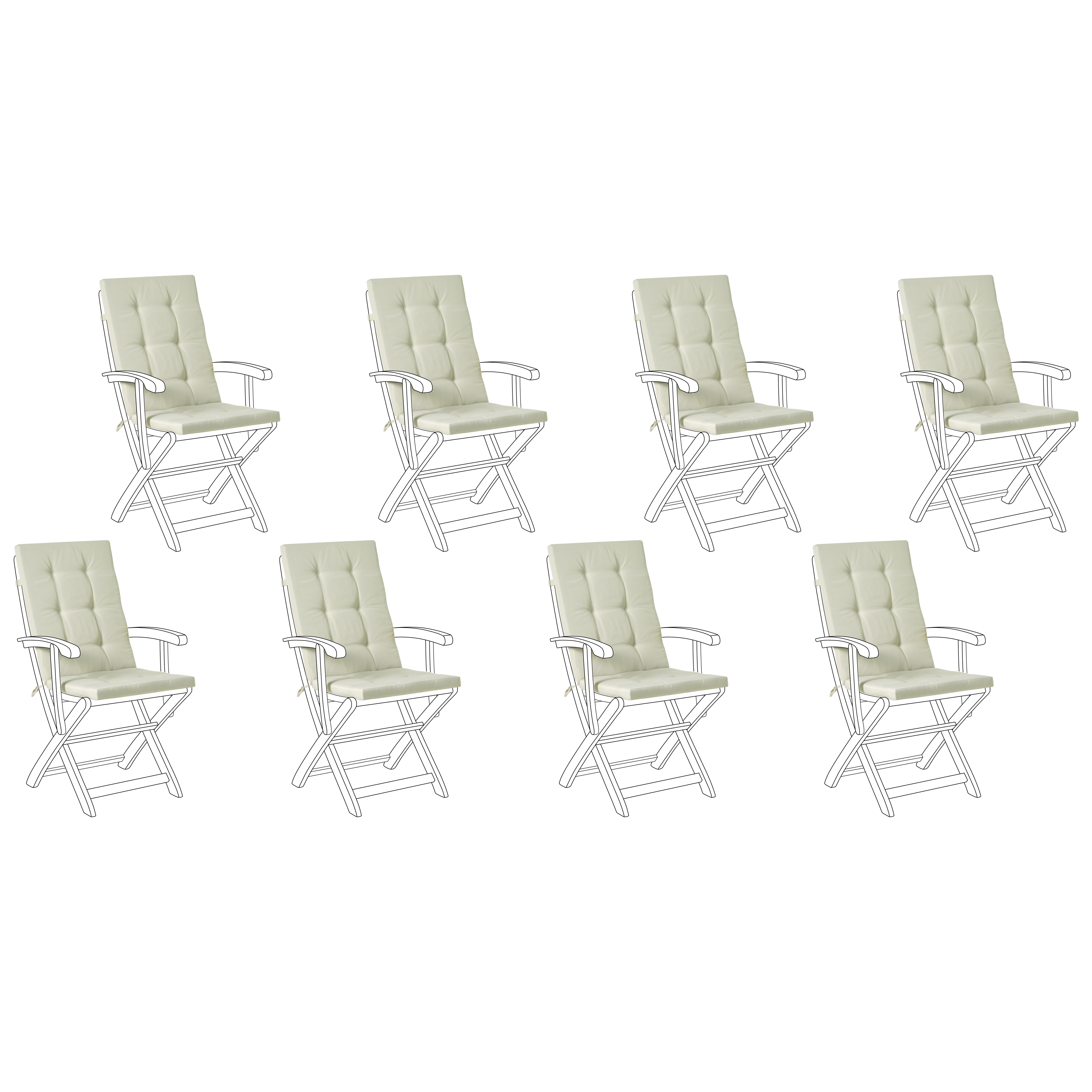 Set de 8 perne pentru spătar/șezut MAUI PREMIUM Verde deschis 8buc