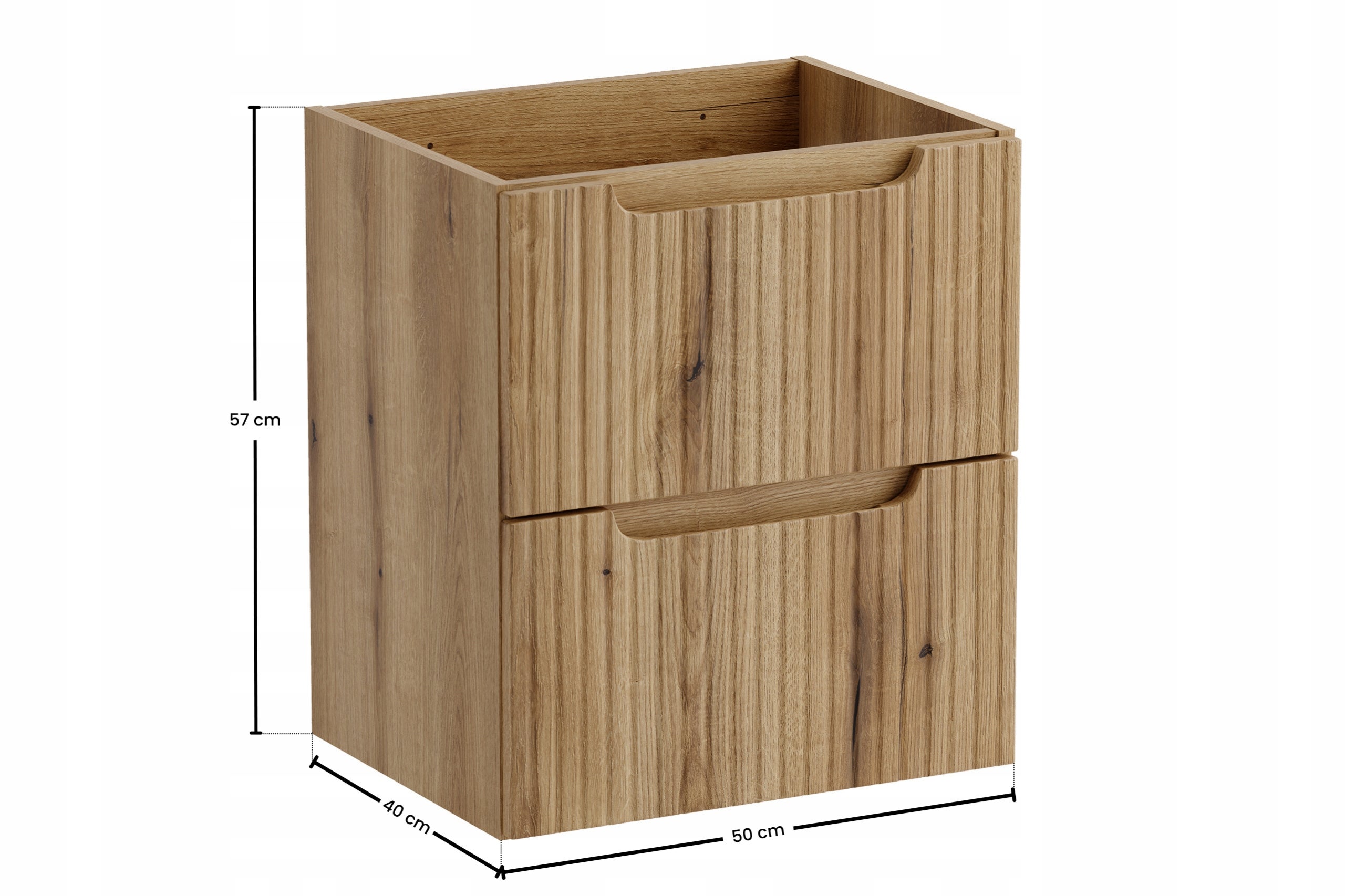 Szafka łazienkowa Nova Coast Evoke 50 cm dab 2 szuflady ryflowana - 5