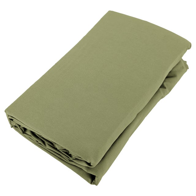 Drap housse uni 80x200 cm bonnet 35 cm percale de coton MANOIR vert Mousse