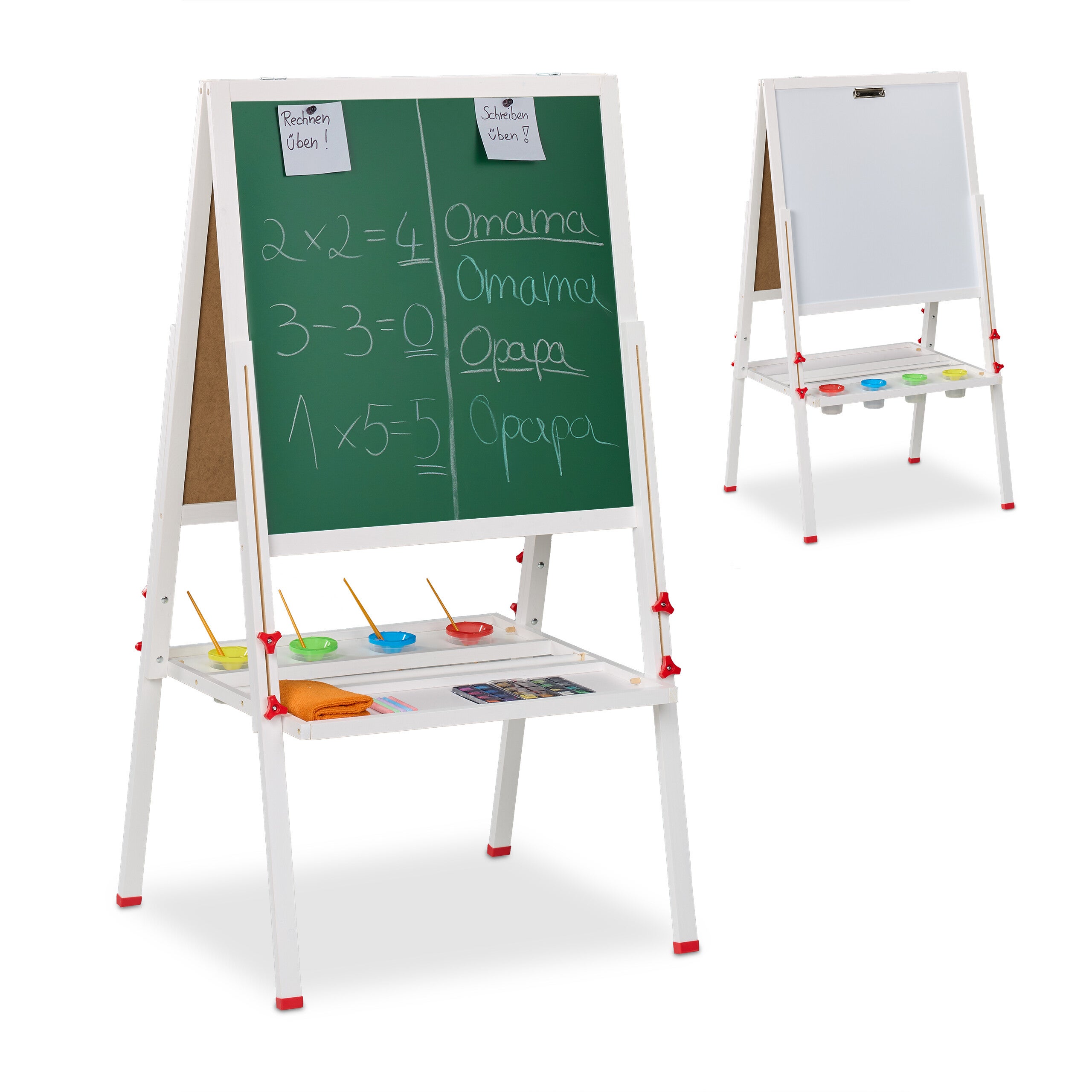 Relaxdays Tableau Double Face Magnétique Réglable – Hauteur 102-135 Cm, Tableau Noir Et Blanc, Dès 3 Ans