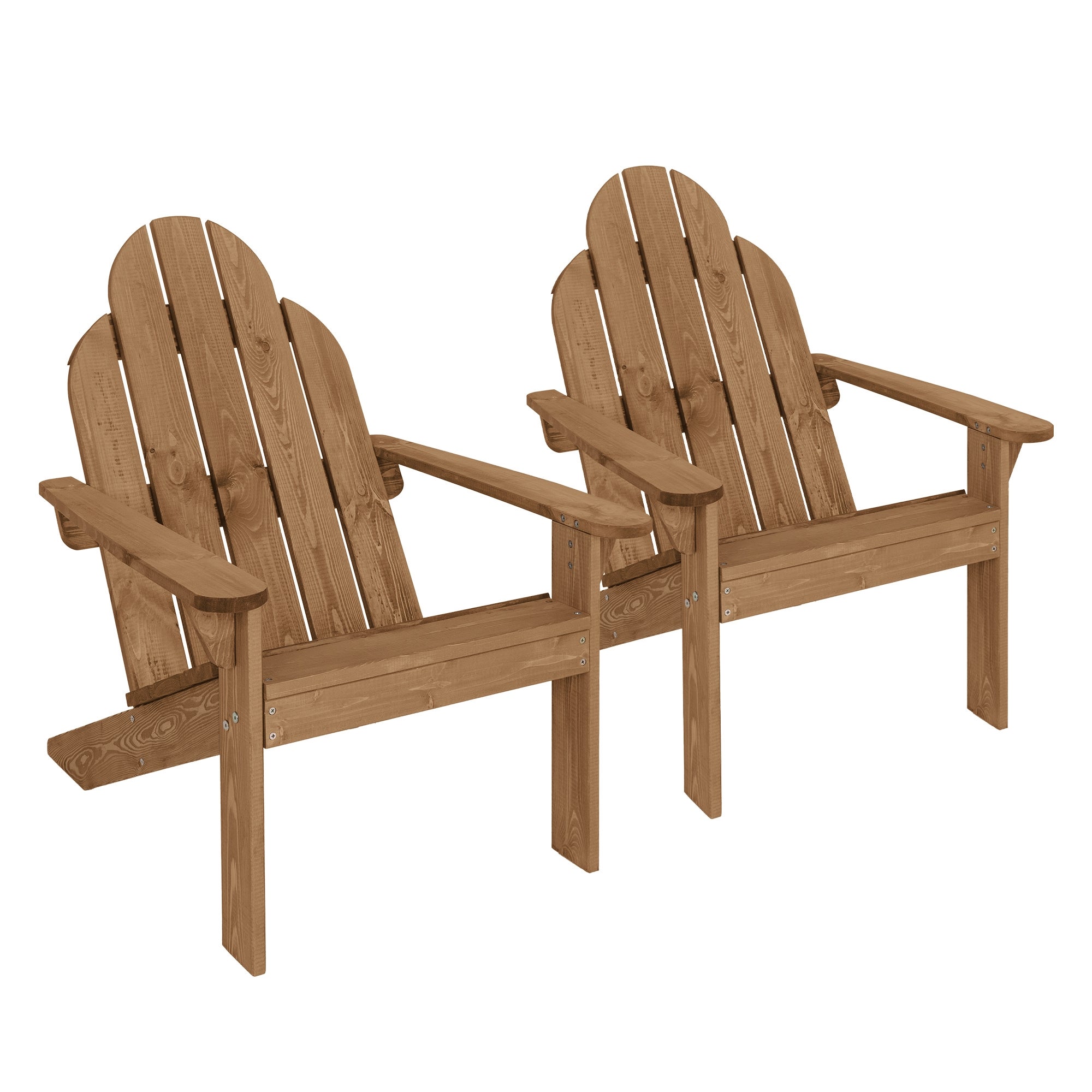 Zestaw 2 vintage foteli ogrodowych Adirondack w kolorze brązowym, wykonanych z certyfikowanego litego drewna sosnowego, 92,5 x 70 x 89 cm, solidne