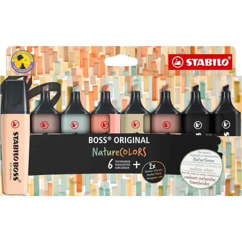Stabilo Boss Naturecolors Pack de 8 Feutres - Trait entre 2 et 5 mm ...