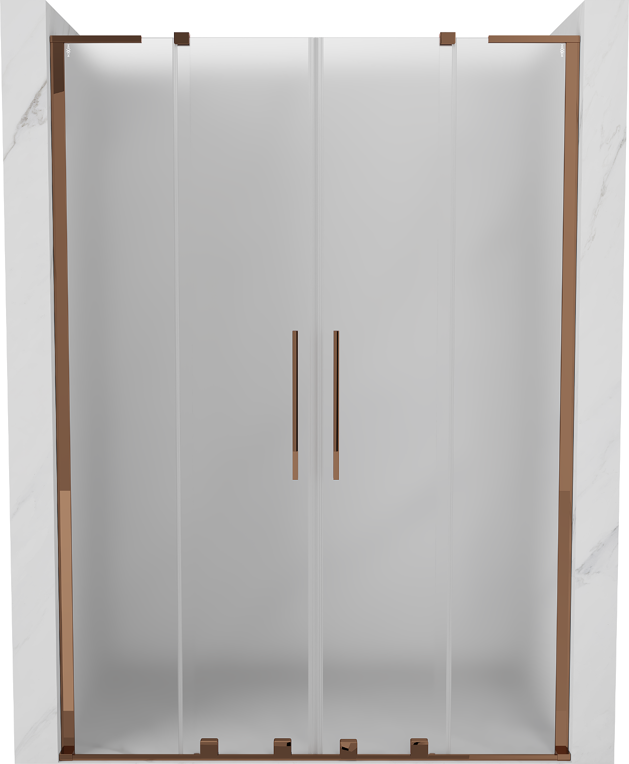 Mexen Velar L Duo drzwi prysznicowe rozsuwane 150 cm, szron, różowe złoto - 871-150-003-32-60