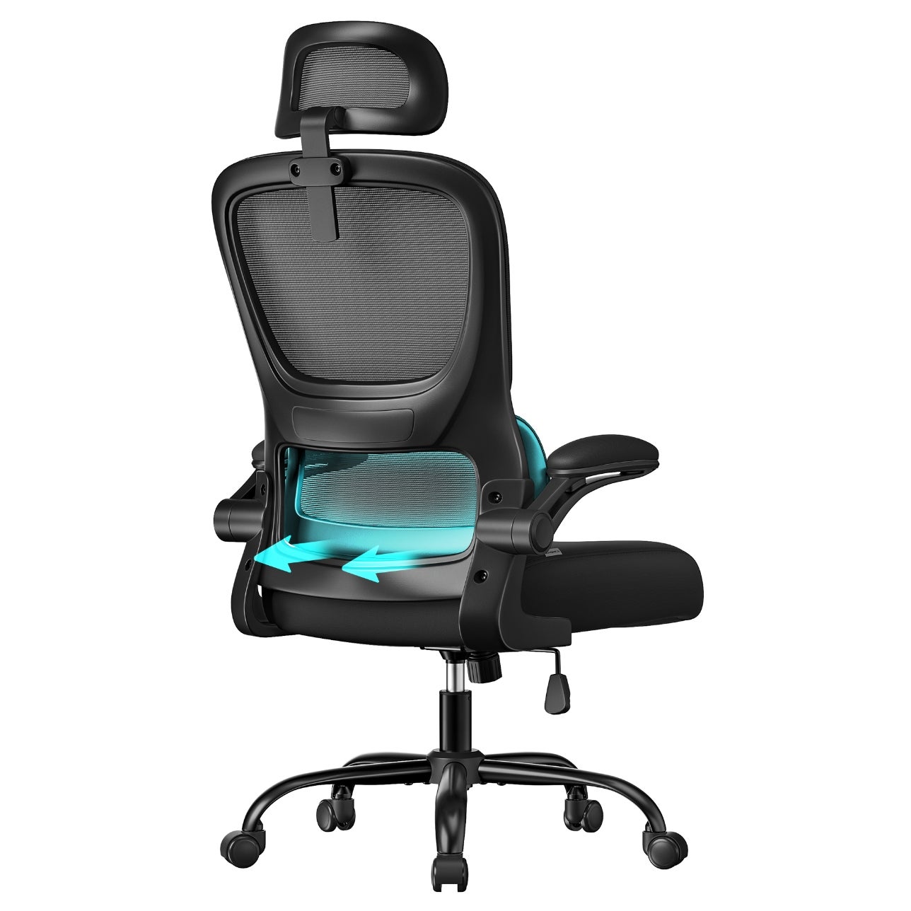 Sedia da ufficio ergonomica girevole in rete con rotelle, altezza regolabile e braccioli ribaltabili, seduta imbottita (rosa) | Leroy Merlin