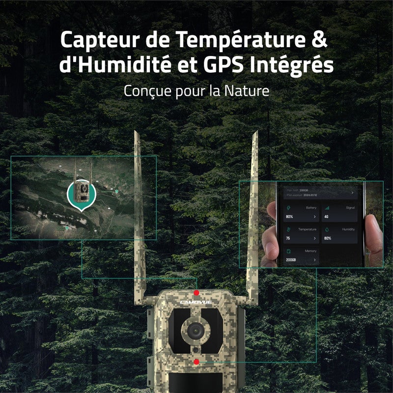 Camovue Caméra de surveillance 4K Batterie 4G Extérieur, Carte SIM, Vision Nocturne, Reconnaissance d'Espèces - 5