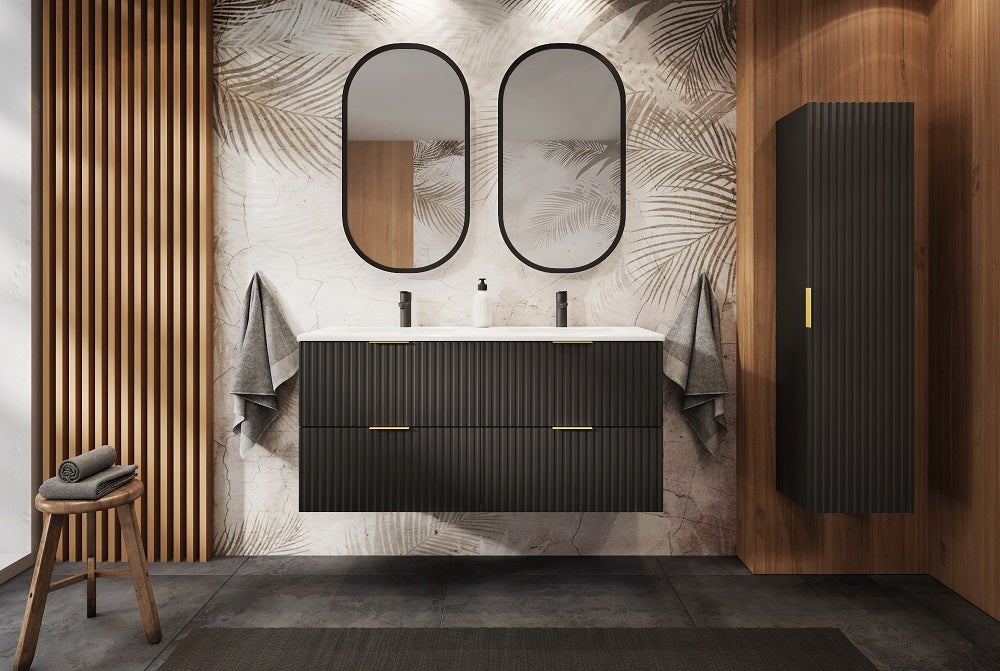 Meuble sous double vasque sur pieds FLOW noir 120 cm - 2