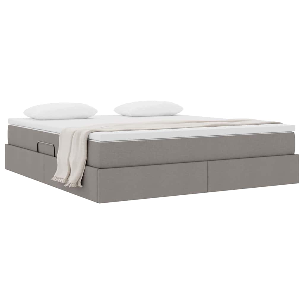 Lit avec rangement et matelas taupe 180 x 200 cm polyester - 3