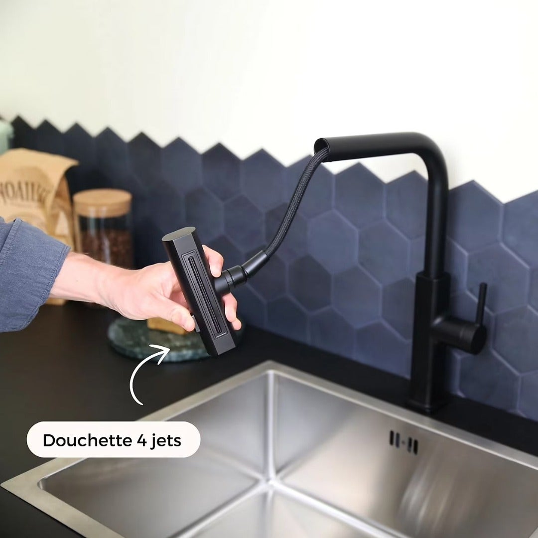 Esseswitch bateria zlewozmywakowa z wyciąganą wylewką matowa czerń - 6