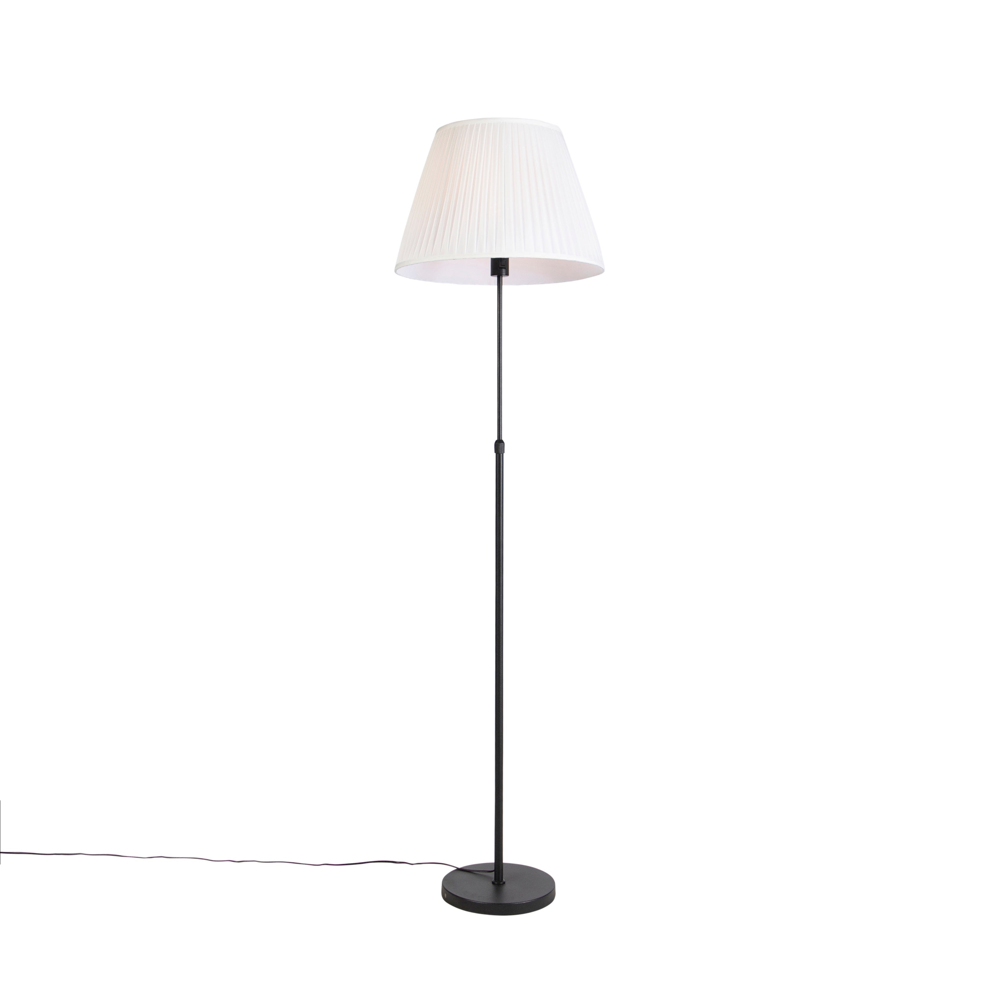 Lampa stojąca czarna z plisowanym abażurem kremowym 45 cm regulowana - Parte