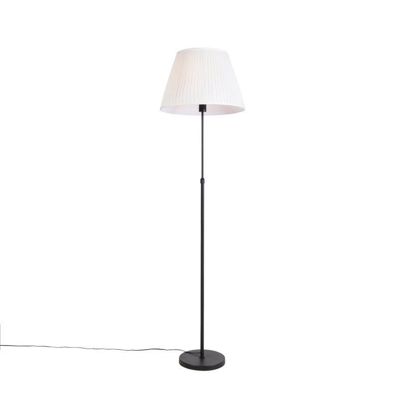 Lampa stojąca czarna z plisowanym abażurem kremowym 45 cm regulowana - Parte