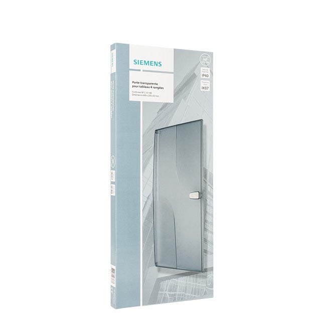 Porte transparente Siemens pour tableau électrique 4 rangées, IP40, IK07, dimensions 600x250x32 mm - 2
