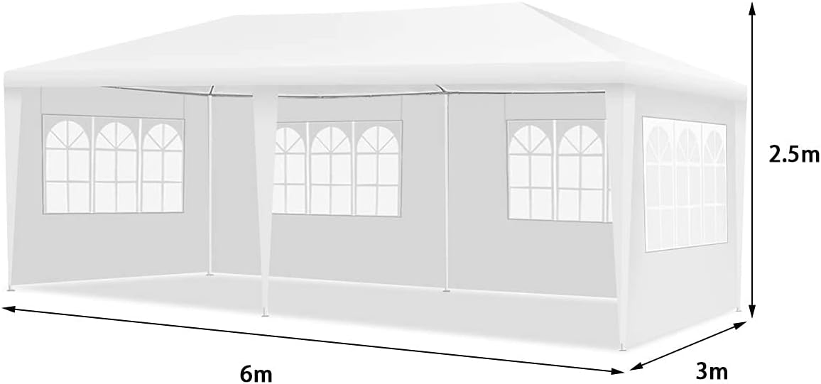 Pawilon ogrodowy 3 x 6 m, z 6 zdejmowanymi ścianami bocznymi i oknami, namiot imprezowy, namiot biesiadny, do ogrodu, na imprezę, wesele - 3