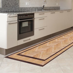 Tapis De Cuisine PVC Antidérapant Malaga - 55x170 Cm, Motif Vintage Café - Lavable En Machine, Résistant à L'eau - Fabriqué En Italie