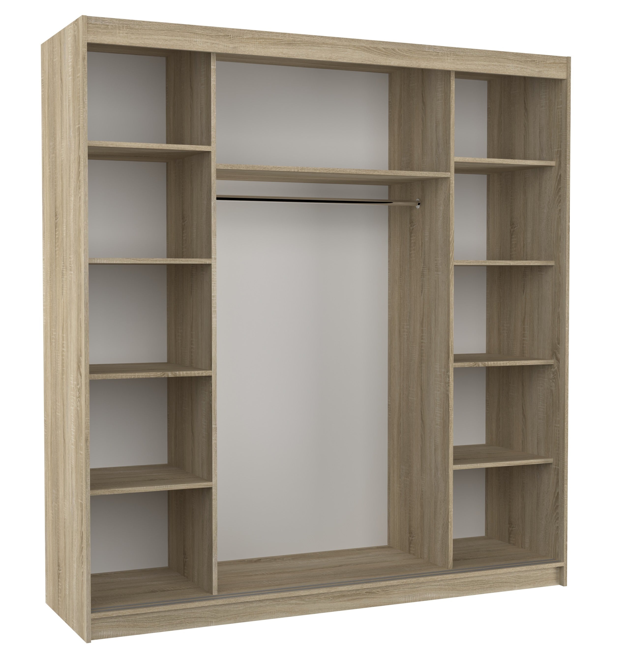 Armoire chambre adulte 2 portes coulissantes 1 naturel 1 miroir Olivia 200cm - 3