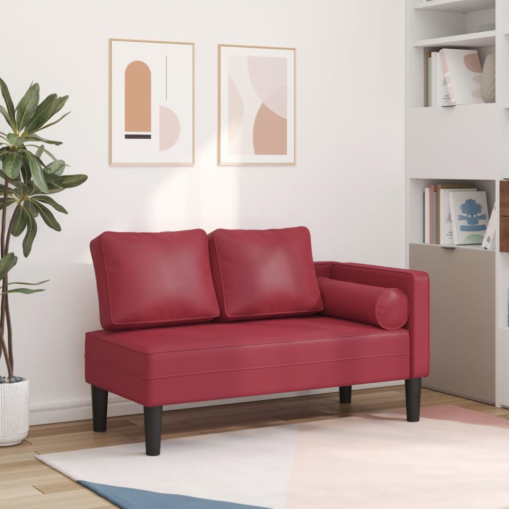 VidaXL - Chaise Longue Similicuir Gris Avec Coussins - 116,5x62x57,5 Cm - Mousse Haute Résilience, Structure Bois