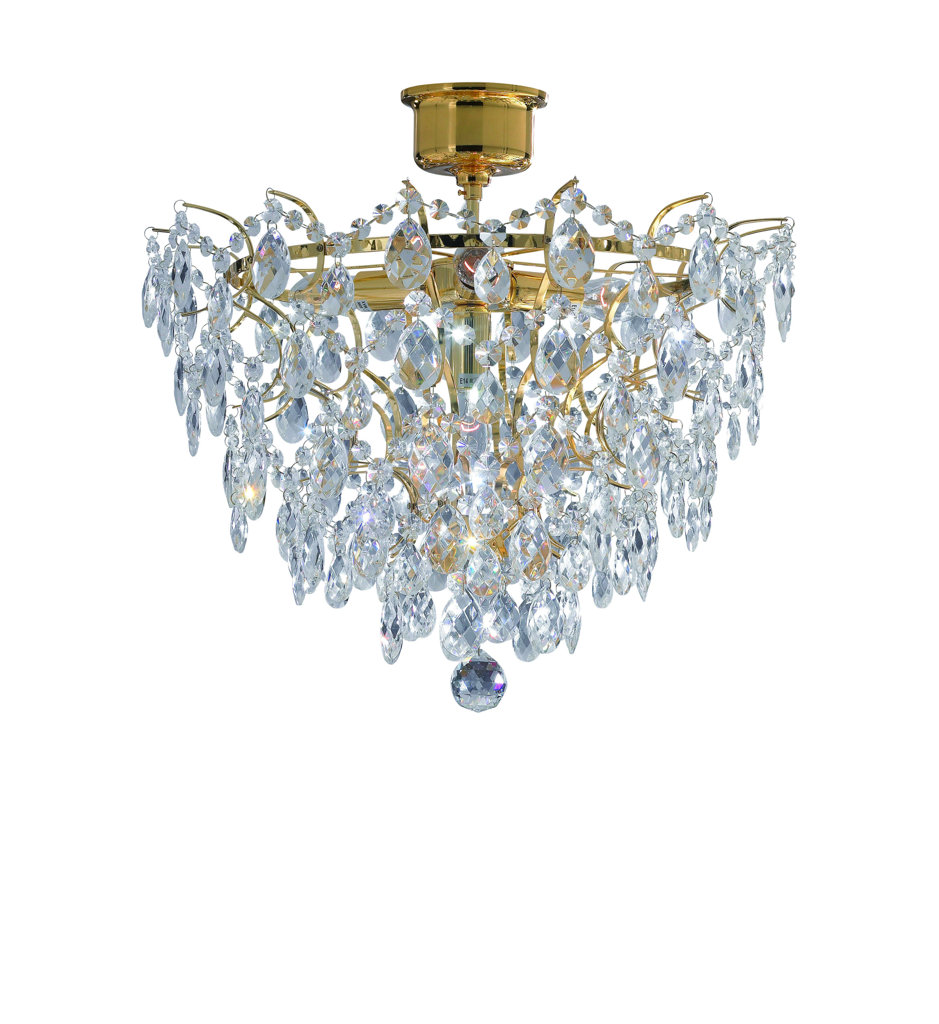 Markslöjd  Plafonnier En Cristal Rosendal Doré 4 Ampoules , Leroy Merlin