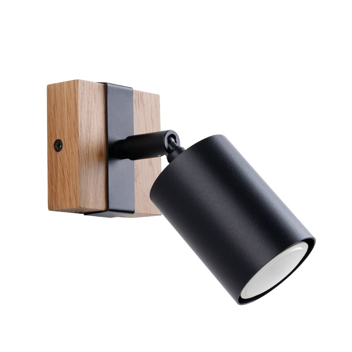 Kinkiet ścienny Fager 1 czarny-naturalne drewno 1xGU10x10W do czytania wym: 17 x 8 x 13 cm metal IP20 Sollux Lighting
