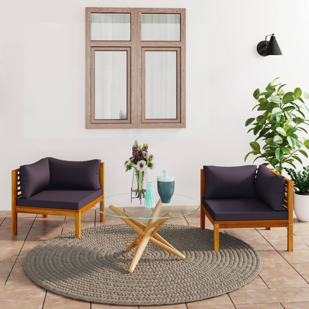 Maison exclusive - sofá de esquina 2 uds madera maciza acacia cojines gris oscuro