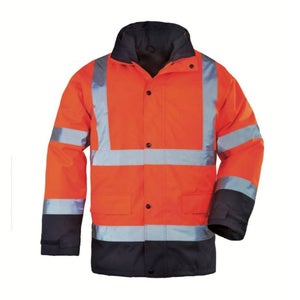 Blouson Haute Visibilité Würth MODYF Orange/marine - 2 En 1 Manches Amovibles, Imperméable, Chaud - Pour Travaux Extérieurs