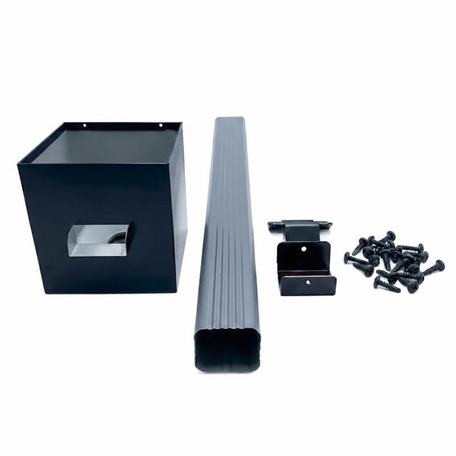 Kit évacuation eaux pluviales aluminium 60×80 mm – boîte à eau + descente 3 m – fixation incluse – maison plain-pied – anthracite
