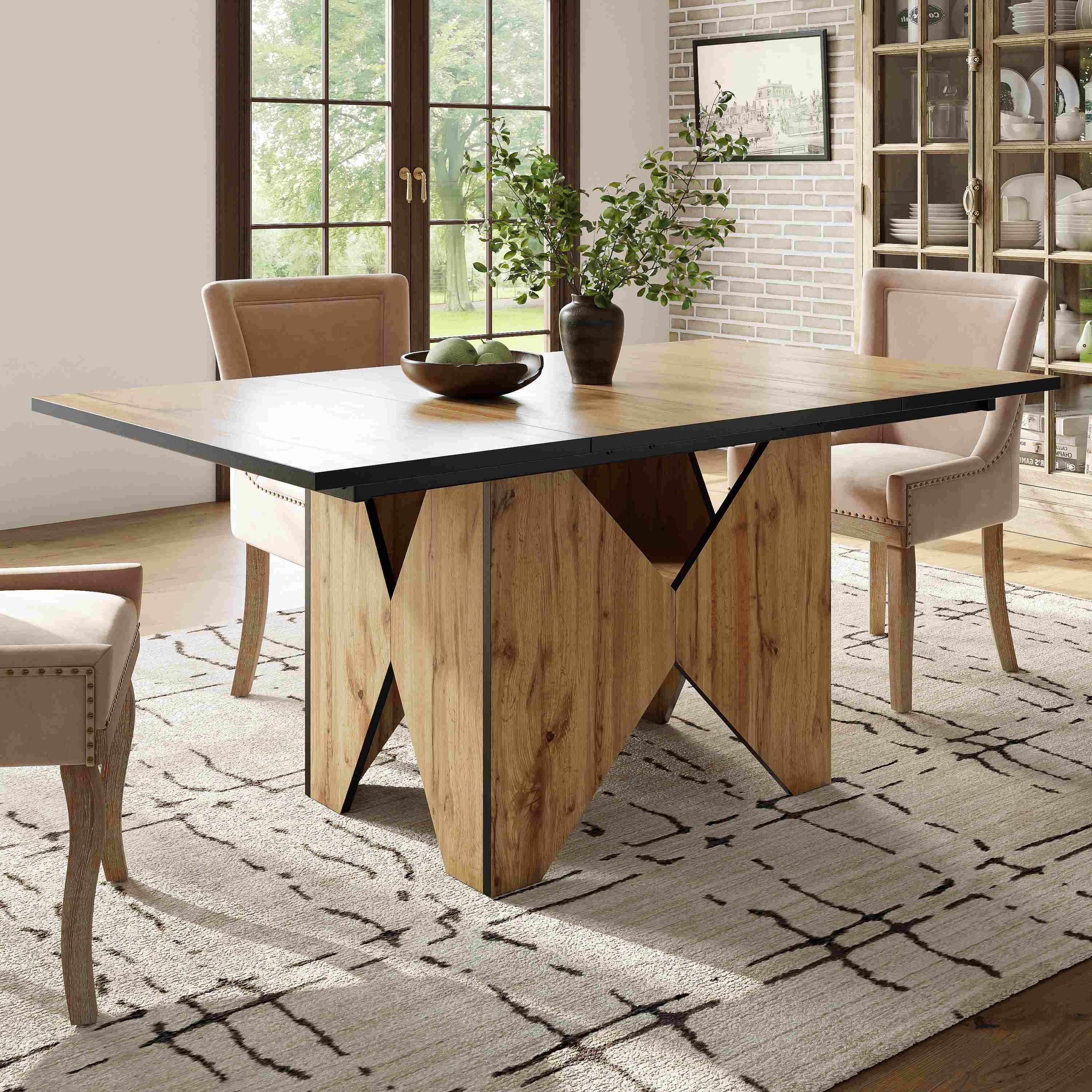 Table à manger moderne 138,5x80x75 cm - Table bistrot en bois non ...