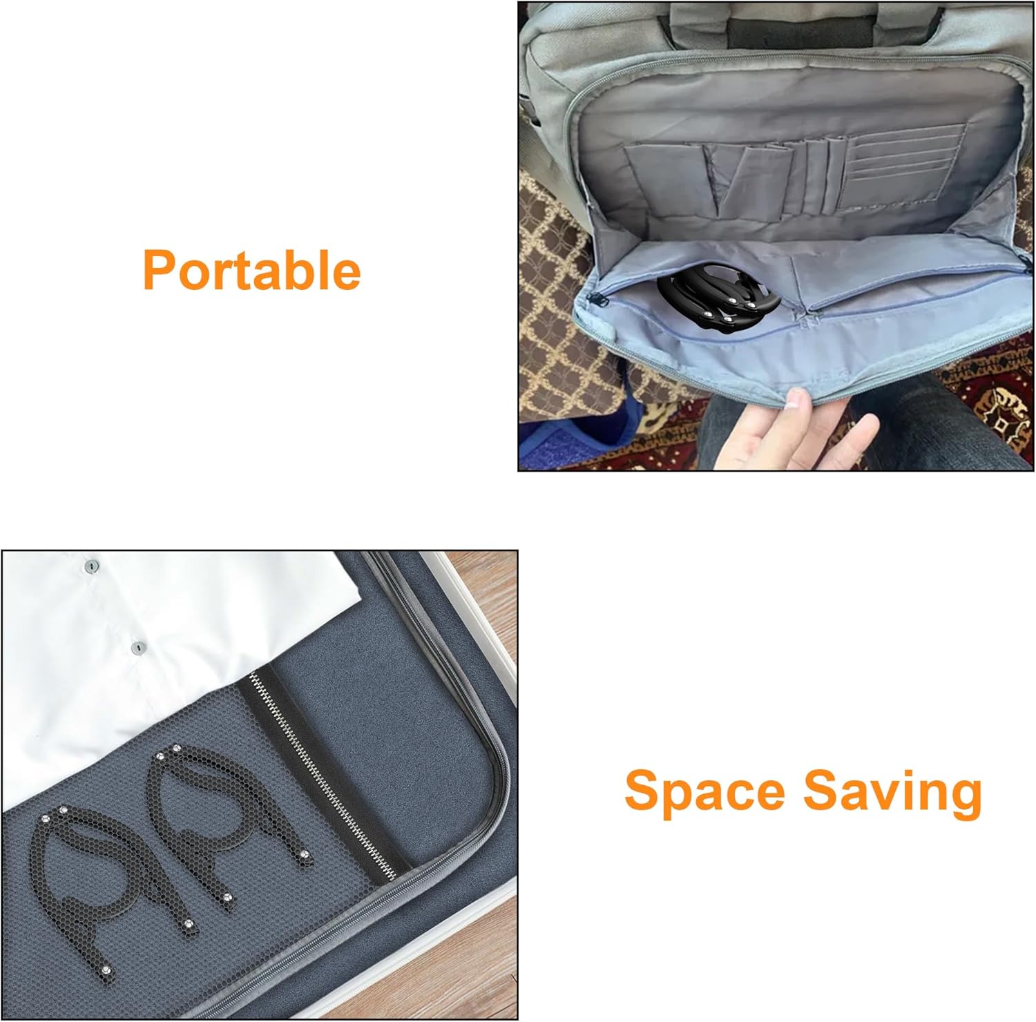 12 wieszaków podróżnych, przenośne składane wieszaki na ubrania, składana suszarka, odpowiednie do podróży, do użytku wewnątrz i na zewnątrz, czarne - 5