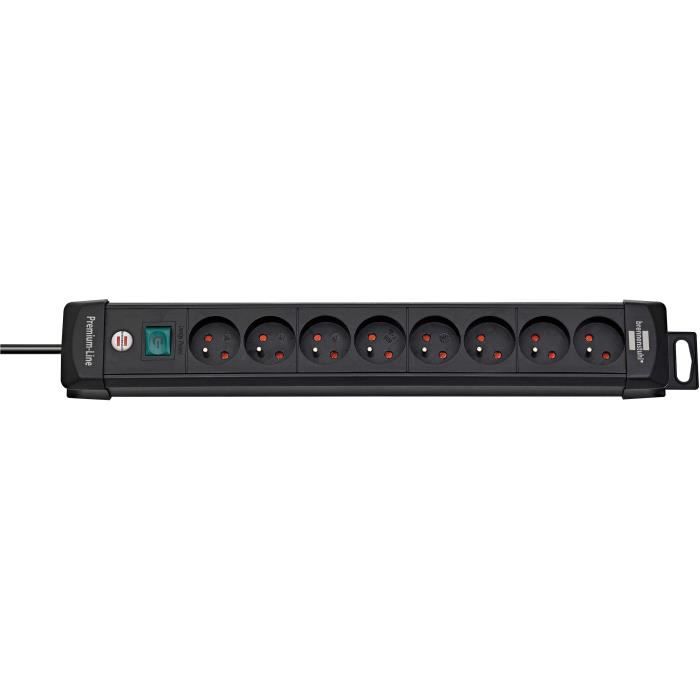 Brennenstuhl Multiprise Premium-Plus Noire - 8 prises - avec 3m de cable - Fabrication Francaise - 6