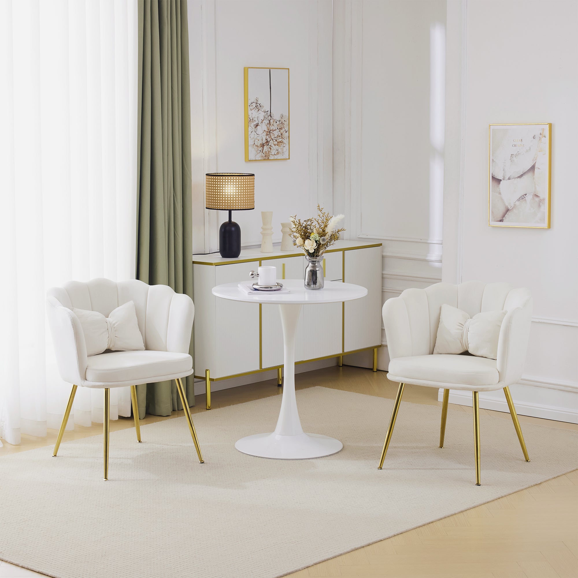 Zestaw 2 krzeseł do jadalni z aksamitu – 62 x 54,5 x 77 cm – z oparciem – nogi metalowe – beżowe