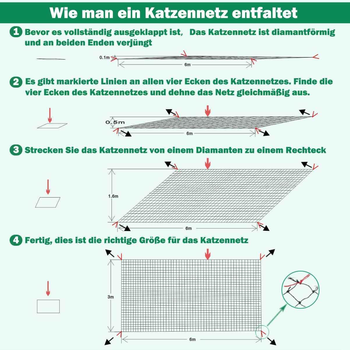 Filet de protection pour chat de balcon- résistant-anti-morsures-anti-âge-pour balcon et fenêtre (noir) 6 x 3 mètres - 4