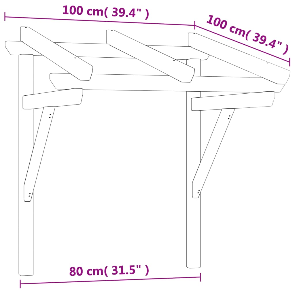 Toldo de porta 100x100x80 cm pinho maciço impregnado vidaXL - 3