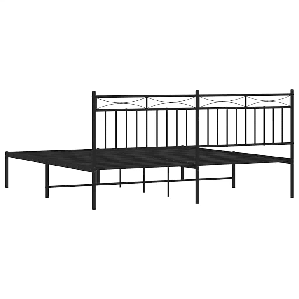 Estructura cama sin colchón con cabecero metal negro 183x213 cm vidaXL - 8